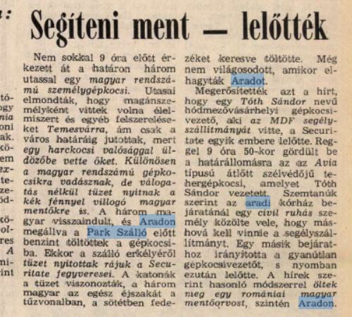 Toth Sandor Park Szallo Arad 24 12 1989 Vasarnapi Hirek