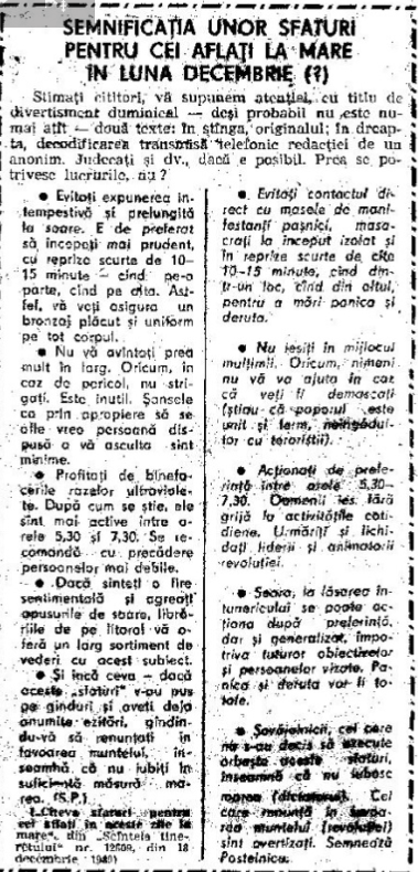 Semnificatia unor sfaturi 7 ianuarie 1990 cuvintul liber deva